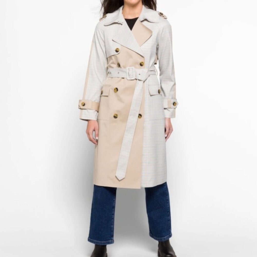 Anthropologie Avec les Filles Plaid Trench Coat M